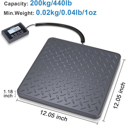 THINKSCALE Shipping Postal Scale with Integrated One-Piece Platform, 10g High Accuracy 440lb Capacity for Packages, Small Business & Warehouse, Battery & AC Adapter Included