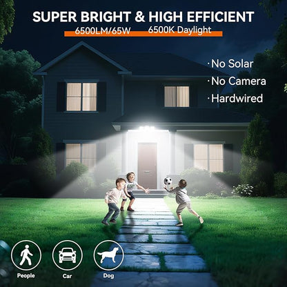 PURICH LED Security Lights Motion Sensor Outdoor Lights, 5000K Daylight, IP65 Waterproof, Dusk to Dawn, 3-Head Motion Detected Flood Light for Garage, Yard, Porch, White, 2 Pack