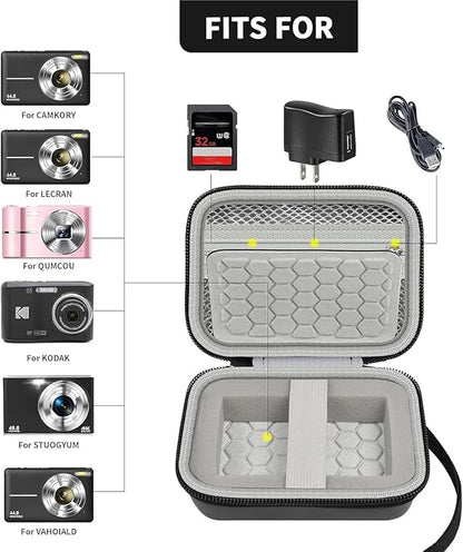 Carrying & Protective Case for Digital Camera, AbergBest 21 Mega Pixels 2.7" LCD Rechargeable HD/Kodak Pixpro/Canon PowerShot ELPH 180/190 / Sony DSCW800 / DSCW830 Cameras for Travel - Black