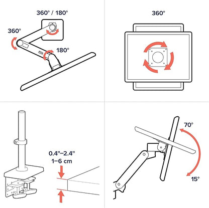 Ergotron – Upgraded LX Pro Premium Monitor Arm, Single Monitor Desk Mount – fits Flat Curved Ultrawide Computer Monitors up to 34 Inches, 4 to 22 lbs, VESA 75x75mm or 100x100mm – Tall Pole, White
