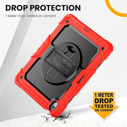 timecity for iPad Air 13 Inch Case M3 2025/ M2 2024, 360° Rotating Stand, Pencil Holder & Wireless Charging, Shockproof with Screen Protector & Shoulder Strap - for Designers & Professionals, Red
