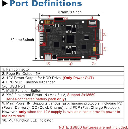 GeeekPi UPS Gen 6 Power Supply Uninterruptible UPS HAT for Raspberry Pi 5/4B, with Aluminum Heatsink