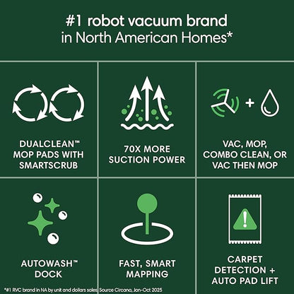 iRobot Roomba Plus 405 (G185) Combo Robot Vacuum & Mop with AutoWash Dock - Spinning Mop Pads, Self-Empties, Pad Washing & Drying, Self-Cleaning, Pad-Lift, LiDAR Navigation