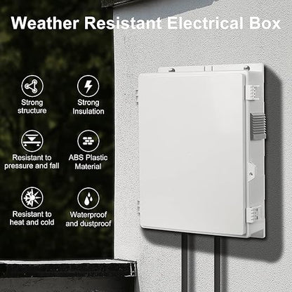 Namunanee Outdoor Electrical Junction Box, ABS Water Resistant Enclosure with Internal Mounting Panel & Hinged Cover, 15.7" H* 11" L* 4.1" W