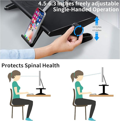 NIFBANG Computer Monitor Stand Riser for Desk,4.5-6.3 Inches Freely Height Adjustable with Cellphone Holder,Multi-Purpose Desktop Organizer Monitor Stands Riser for Computer,Laptop,Printer,TV (BLack)