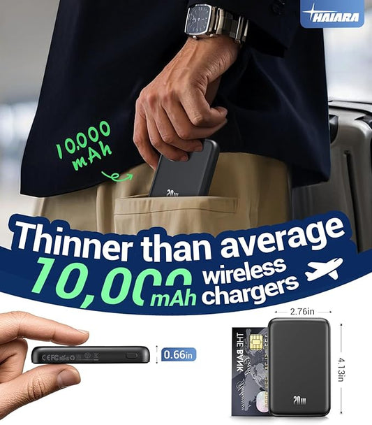 for Magsafe Battery Pack, 10000mAh Magnetic Portable Charger with USB-C Cable 20W Fast Charging, Slim & Lightweight Wireless Power Bank for iPhone 16/15/14/13/12 Series, for Travel Cruise Essentials
