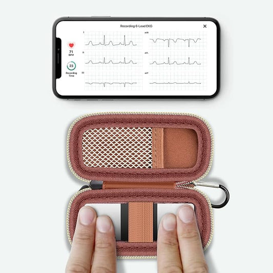 Heart Monitor Case Compatible with AliveCor Kardia Mobile ECG/for KardiaMobile 6L for Apple and Android Device - CASE ONLY (Brown)