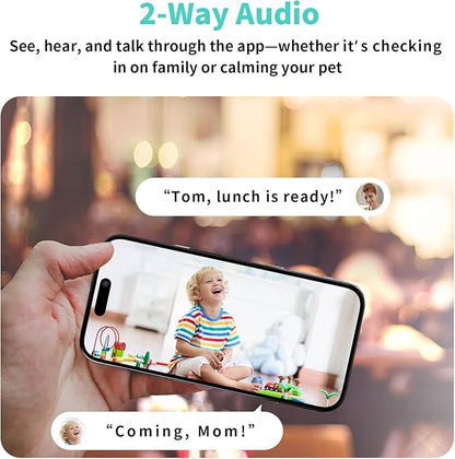 2K Indoor Security Camera, AI Human & Pet Motion, 2.4/5 GHz, 360° Pan Tilt, Night Vision, 2 Way Audio, Compatible with Alexa & Google Assistant (32GB TF Card)