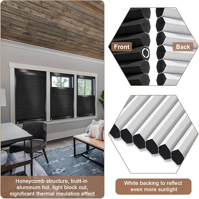 LEXEN Smart Bottom Up Honeycomb Shades - WiFi Enabled Motorized Cellular Blinds Compatible with Alexa/Google Home Easy Install Blackout Honeycomb Blinds with Aluminum Frame Customize Size-Grey