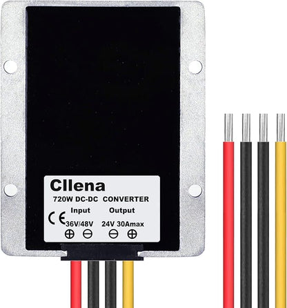 Cllena DC 36V 48V to 24V Converter Voltage Reducer 30A 720W Waterproof DC Step Down Converter Buck Transformer