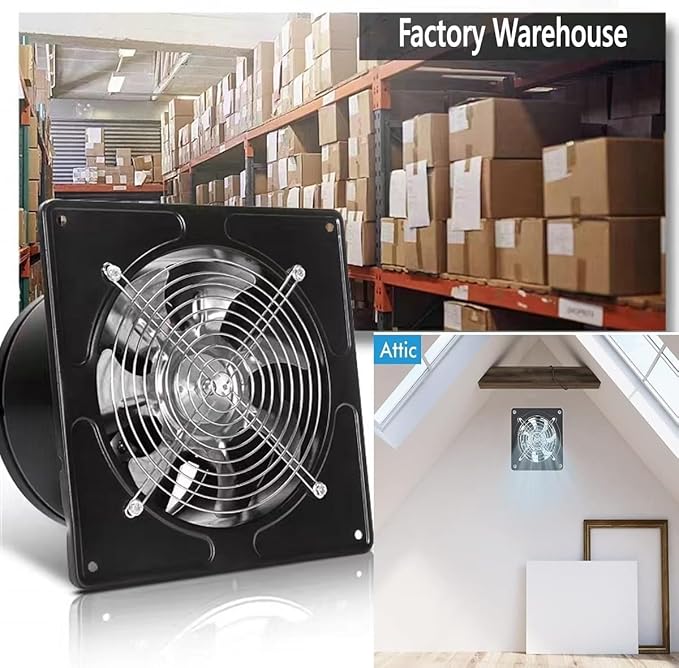 Aydomer Exhaust Fan 78W Through-wall installation Ventilation Fans 110V Exhaust Fan with Plug 8 inch Exhaust Smoke Fan with Light Weight Pure Copper Motor for Kitchen Bathroom (Black)