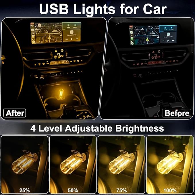 USB Ambient Light, RGB LED USB Light for Car, Laptop and Desk – VISB (Red)