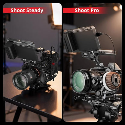 SMALLRIG Camera Base Plate Kit with 15mm LWS Rod Rail Clamp, Carbon Fiber 15mm Rods (8'' / 20cm), for Sony A6500 A6600 A6300, for Canon R5 R6, for Sony A7SIII / A7III, Both for Cameras & Cages - 5609