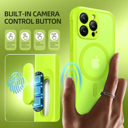 BERFY Magnetic for iPhone 16 Pro Case, Compatible with MagSafe, Built-in Privacy Screen Protector and Upgraded Camera Protection, Anti-Spy Full Body Shockproof Phone Case for 16 Pro 6.3", Bright Green