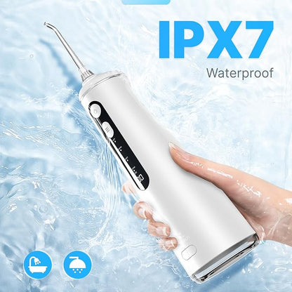 Water Flosser for Teeth, Cordless Oral Irrigator Portable Dental Cleaner Picks with 8 DIY Modes 7 Jets 300ml Tank Braces Flossers Rechargeable (White)