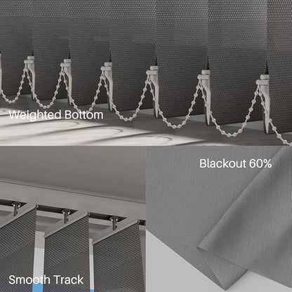 Blindify Motorized Vertical Blinds, Light Filtering Sliding Door Shades Vertical Shades Remote Control Customize, Pure Grey