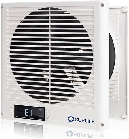 8" Room to Room Air Transfer Fan for Quietly Circulating Air, Reversible Airflow Design, 300 CFM Programmable Through Wall Fan, Durable Build Quality, 10 Speed Thru Wall Exhaust Fan for Closet,Laundry