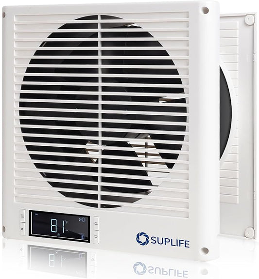 8" Room to Room Air Transfer Fan for Quietly Circulating Air, Reversible Airflow Design, 300 CFM Programmable Through Wall Fan, Durable Build Quality, 10 Speed Thru Wall Exhaust Fan for Closet,Laundry