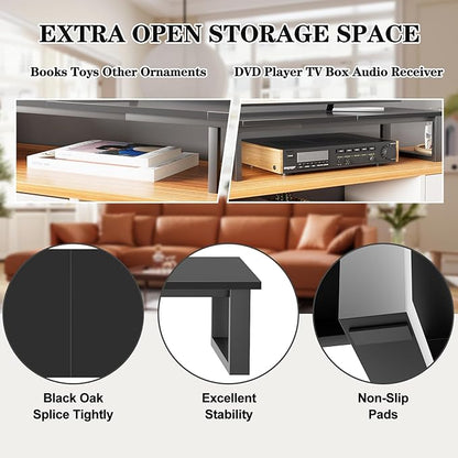 aboxoo 47" TV Riser with Light for 32-60 inch TV, TV Riser Stand Shelf, Tabletop TV Stand Riser, Computer Monitor Table for Home Living Room, Study Office (Black)