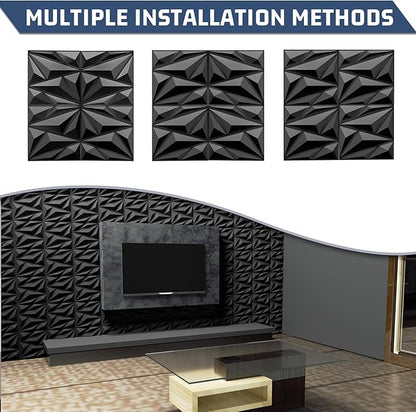 20 Pack 3D Textured Wall Panels – 12x12'' PVC Wall Coverings – Easy Install, Waterproof – Modern Accent Wall Decor for Living Room, Bedroom, Game Room – Covers 20 Sq.Ft.