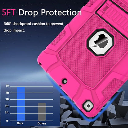 Rantice Case Compatible with iPad 9th Generation Case, iPad 8th Generation, iPad 7th Generation, Hybrid Shockproof Rugged Drop Protective Case with Kickstand for iPad 10.2'' (Rosepink+Black)