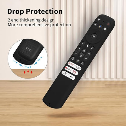 Hi Color Silicone Cover for TCL RC813 FMB1/RC923/RC902V Remote Protective Case Sleeve for TCL Smart TV Remote RC813 FMB1 Case Cover (Black)