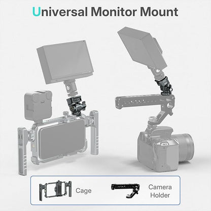 Leaplumin Field Monitor Mount Monitor Holder with Cold Shoe, 1/4" Screw for 5" & 7" Field Monitor Mount Support 360° Swivel &180° Tilt Adjustment,Aluminum Camera Monitor Mount for Camera Hot Shoe