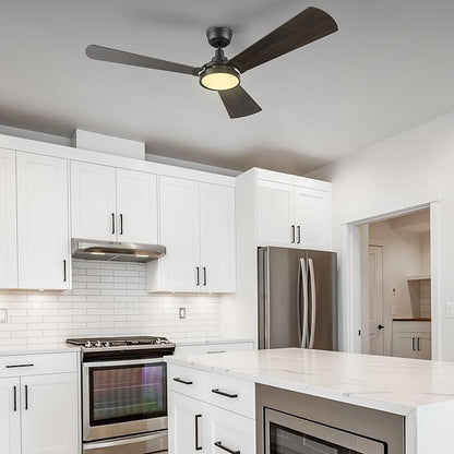 SMAAIR 56inch Smart Wifi Ceiling Fans with Dimmable LED Lights and Remote, Compatible with Alexa/Google Home/Siri/APP, Outdoor DC Fans with 10 Speeds, Timer/Schedule,Walnut