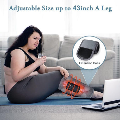 Air Compression Leg Massagers for Circulation and Pain Relief with Heat, Cordless Wearable Thigh or Calf Leg Massagers, 4 Modes 3 Intensities Relax for Home Office Gym, Gift for Men Women (Pair)