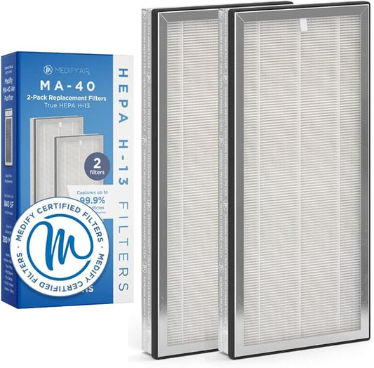 Medify Air Air MA-40 Air Purifier Medical Grade True HEPA H13 Genuine Replacement Filter (ME-40, 2-Pack)