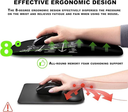 KUOSGM Mouse Pad Wrist Support, Ergonomic Mouse Pad with Massage Dot, Comfortable Computer Mouse Pad for Laptop, Wrist Rest Pain Relief Mousepad with Non-Slip PU Base for Office & Home, 12 x 8 in