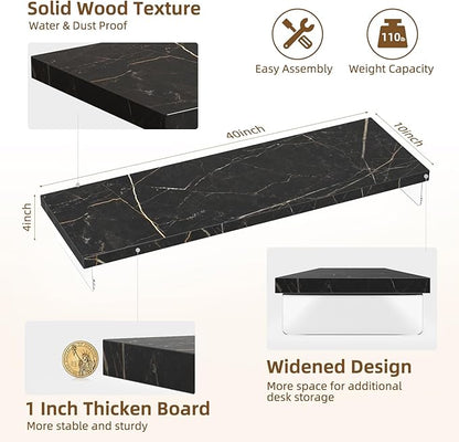 Dual Monitor Stand Riser, 40" Large Computer Monitor Stands for 2 Monitors, Wooden Desktop Organizer Shelf for Office Desk Computer, Laptop, TV, Monitor, Printer