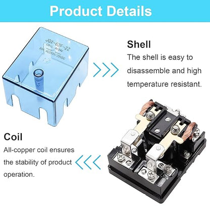 TWTADE/JQX-62F-2Z Coil Voltage AC 24V 80A DPDT Electronmagnetic Relay,High Power Relay (AC 24V)