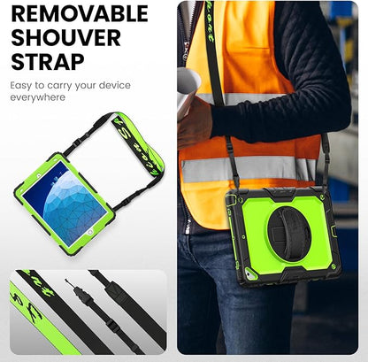 Timecity for iPad Air 3/ Pro 10.5 Inch Case, 360° Rotating Stand, Pencil Holder, Shockproof with Screen Protector & Shoulder Strap - Heavy Duty Protection Case for iPad Air 3rd Gen - Green