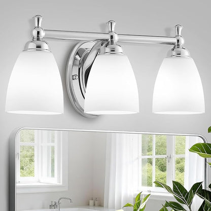 EJIAXIN Bathroom Light Fixtures, 3 Light Bathroom Lighting Fixtures Over Mirror Wall Mounted Lighting Chrome Vanity Light for Living Room Cabinet