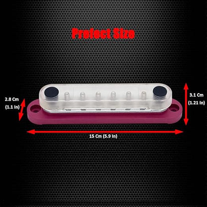 8 x M5 (#10) Studs Power Distribution Block Bus Bar 12V, Ampper 5.9" HD 120A Marine BusBar Battery Distribution Block W/Cover for Car Boat Solar (Red)