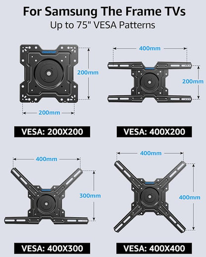 MOUNTUP Ultra Slim TV Wall Mount for Samsung The Frame/Neo QLED 8K/4K TVs, Low Profile TV Mount, Rotating 90 Degree Landscape to Portrait, Wall Mount Max VESA 400x400mm Hold up to 88 lbs MU0089