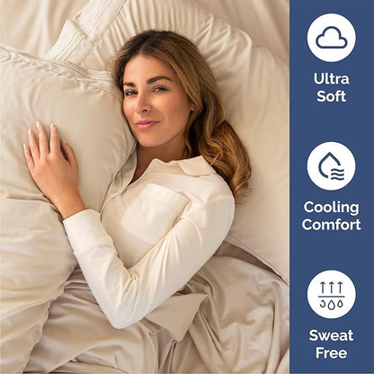 Queen Size 4 Piece Sheet Set - Comfy Breathable & Cooling Bed Sheets Set - Hotel Luxury Bedding for Women, Men, Kids & Teens - Deep Pockets, Easy Secure Fit, Soft and Wrinkle Free - Oeko-Tex - Wheat