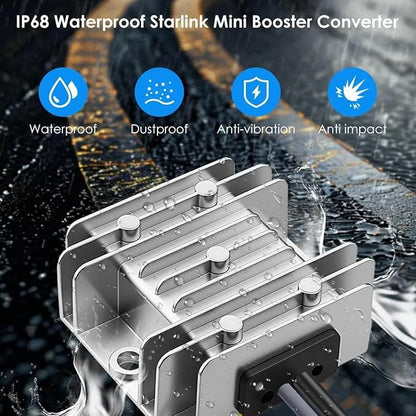 12V/24V to 30V DC Converter for Starlink Mini Car Power Adapter 3.5A High Efficiency Step-Up Voltage Regulator for RV Van Solar Off-Grid Use IP68