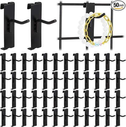Alffun 50 Pack Gridwall Hooks, 2 Inch Heavy Duty Display Hooks for Wire Grid Wall Panels, Gridwall Accessories for Retail, Craft Shows, Garage Storage, and Home Organization, Black