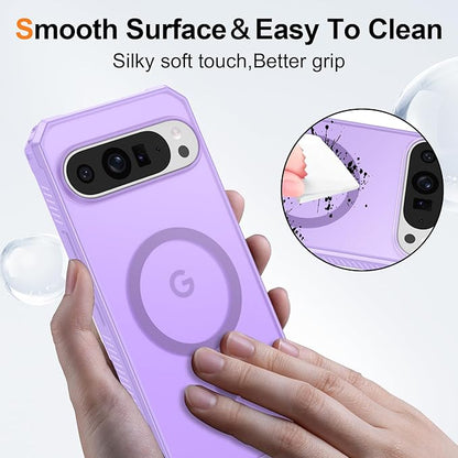 Magnetic for Google Pixel 9 Pro XL Case, [Military Grade Drop Protection] [Compatible with MagSafe] Shockproof Slim Translucent Matte Anti-Slip for Women Girls Men Case, Lavender