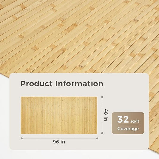 OUZUGIE 1 Pack 96x48 Inch Natural Bamboo Wall Panel – Natural Pole Wrap Paneling for Walls, Ceilings, Cabinets, Furniture – Ideal for Bedroom, Living Room & Office DIY Decor