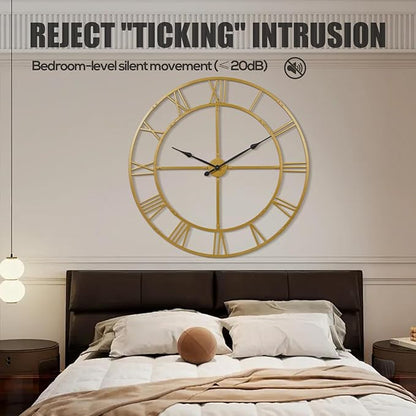 Ohweog Large Wall Clock for Living Room Decor – 40 Inch Silent Non-Ticking Modern Farmhouse Wall Clock, Oversized Decorative Metal Roman Numeral Clock