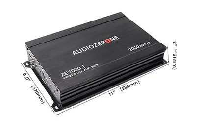 Car Audio Amplifier ZE1000.1 2000W Monoblock Class D MOSFET Subwoofer Audio, 1-4 Ohm Stable, Low Pass Crossover, Mosfet Power Supply, Stereo