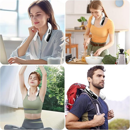 WXX Portable Neck Fan, Neck Fan Rechargeable, 360° Cooling Personal Fan, 3 Speeds Foldable Quiet Wearable Fan for Travel Outdoor Indoor, Birthday Gifts for Men Women-White&Black