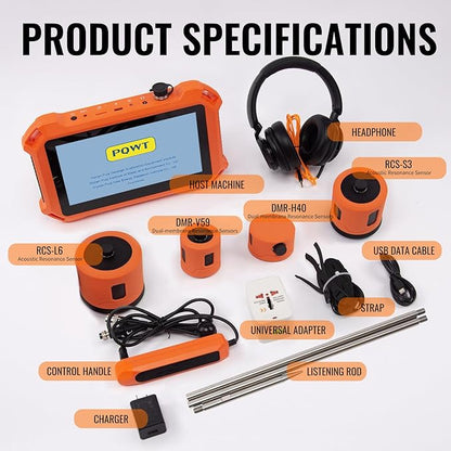 PQWT Underground Water Leak Detectors for Home and Outdoor PQ125D Wall Pipe Water Leakage Detection with Touchscreen Earphone and Carrying Case Multi Sensor Acoustic Pipeline Sound Intensifier