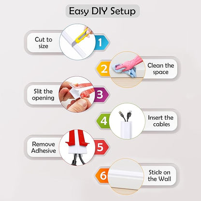 Rubber Bond TV Cord Hider Cable Protector - Strong Self Adhesive Wall Cord Cover Cable Hider - Low Profile Cable Management Wall Cord Concealer Cable Raceway