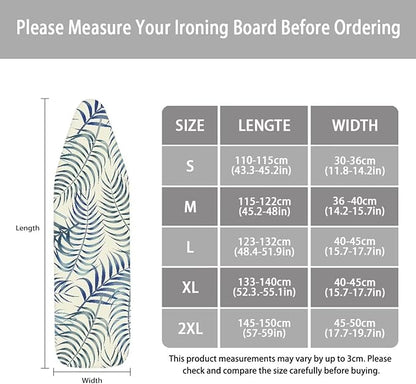 ZCFYGDX Easy Installation 18 x 58 Ironing Board Covers - Hawaiian Palm Leaf Print Elastic Edge & Nylon Buckle Straps Fasteners, Suitable for Most Iron Board, Stain Resistant Protective Cover
