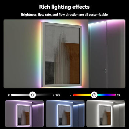 MIWISE 5V USB COB LED Strip Lights,RGB Smart IC LED Strip with App Control,Bluetooth Addressable Music Sync Color Changing Strip Lights,3M Back-Adhesive for Gaming Room PC Home Decor 6.56ft