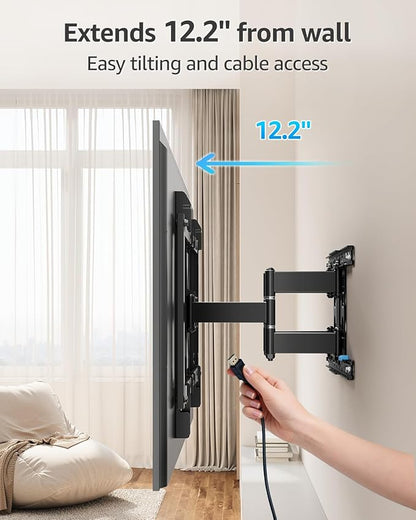 MOUNTUP Ultra Slim TV Wall Mount for Most 37-90 inch TVs, 1.1" Thin Low Profile Full Motion TV Mount Bracket, Dual Swivel Articulating Arms with Tilt, Fits 16" Studs, Max VESA 600x400mm Holds 132lbs